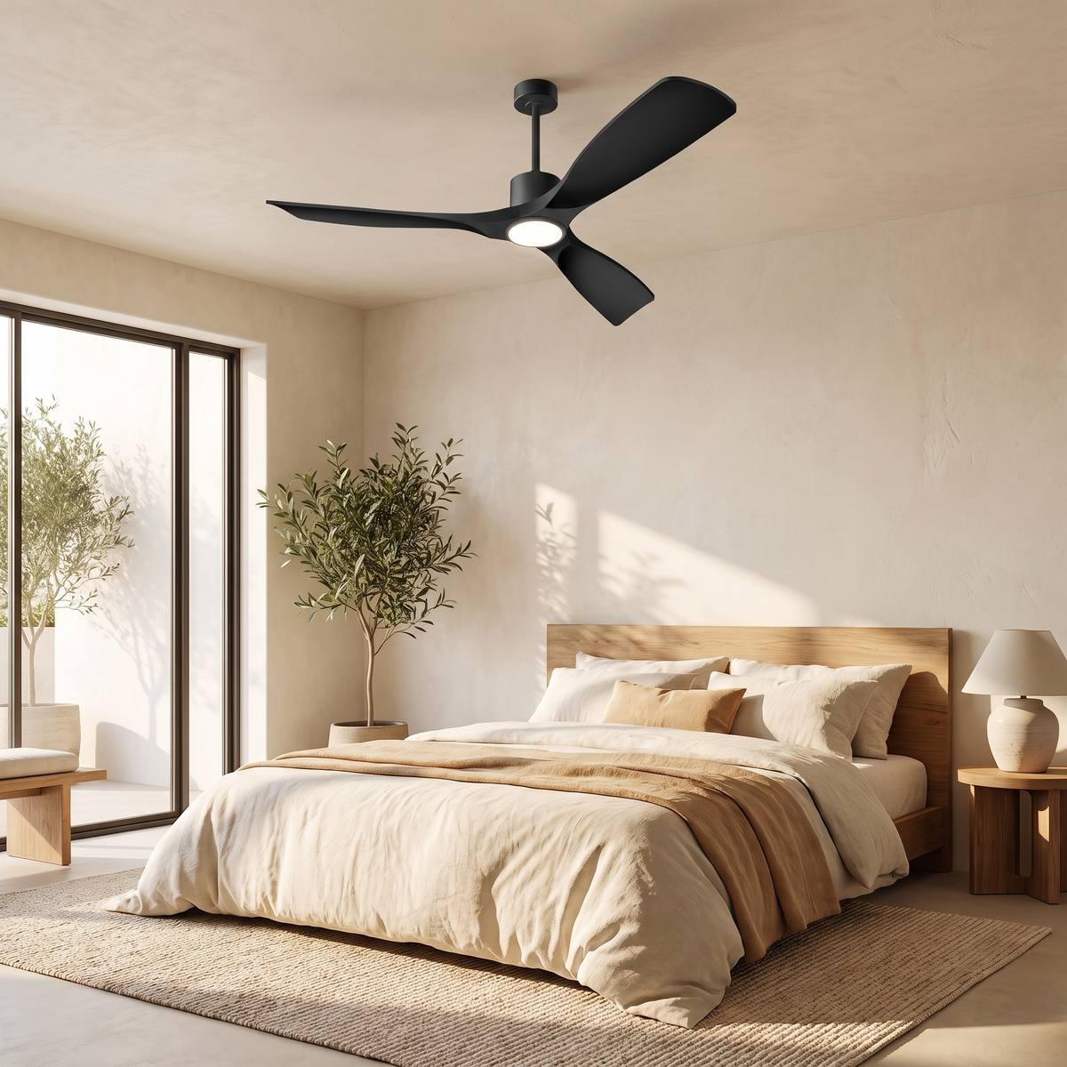 Beaufort smart ceiling fan in a bedroom