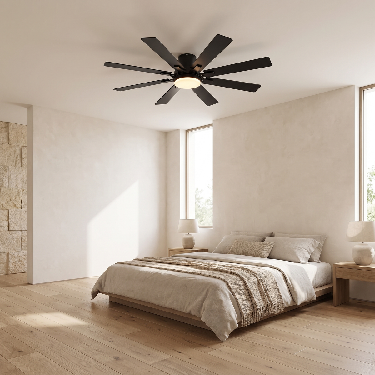 Ariane ceiling fan on a bedroom ceiling
