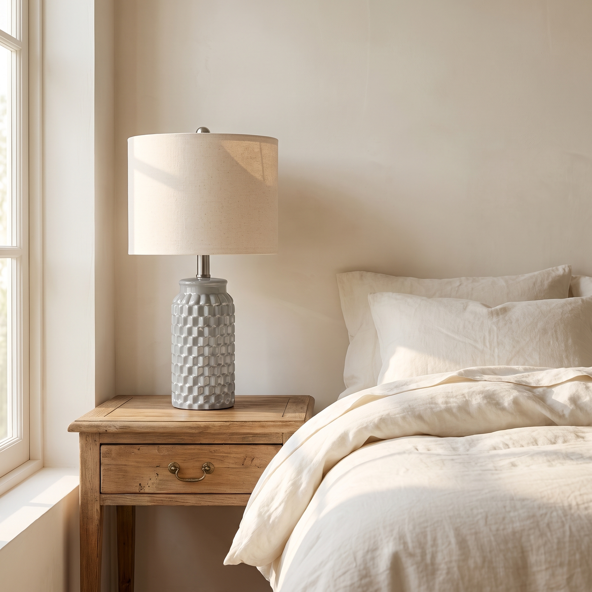 Charline ceramic lamp on a nightstand