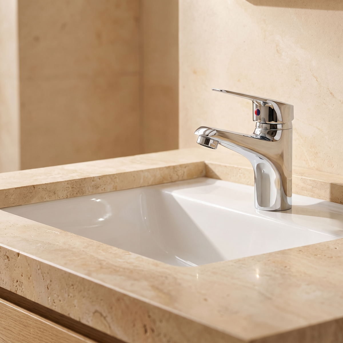 Cassis single-lever bath faucet at a stone vanity