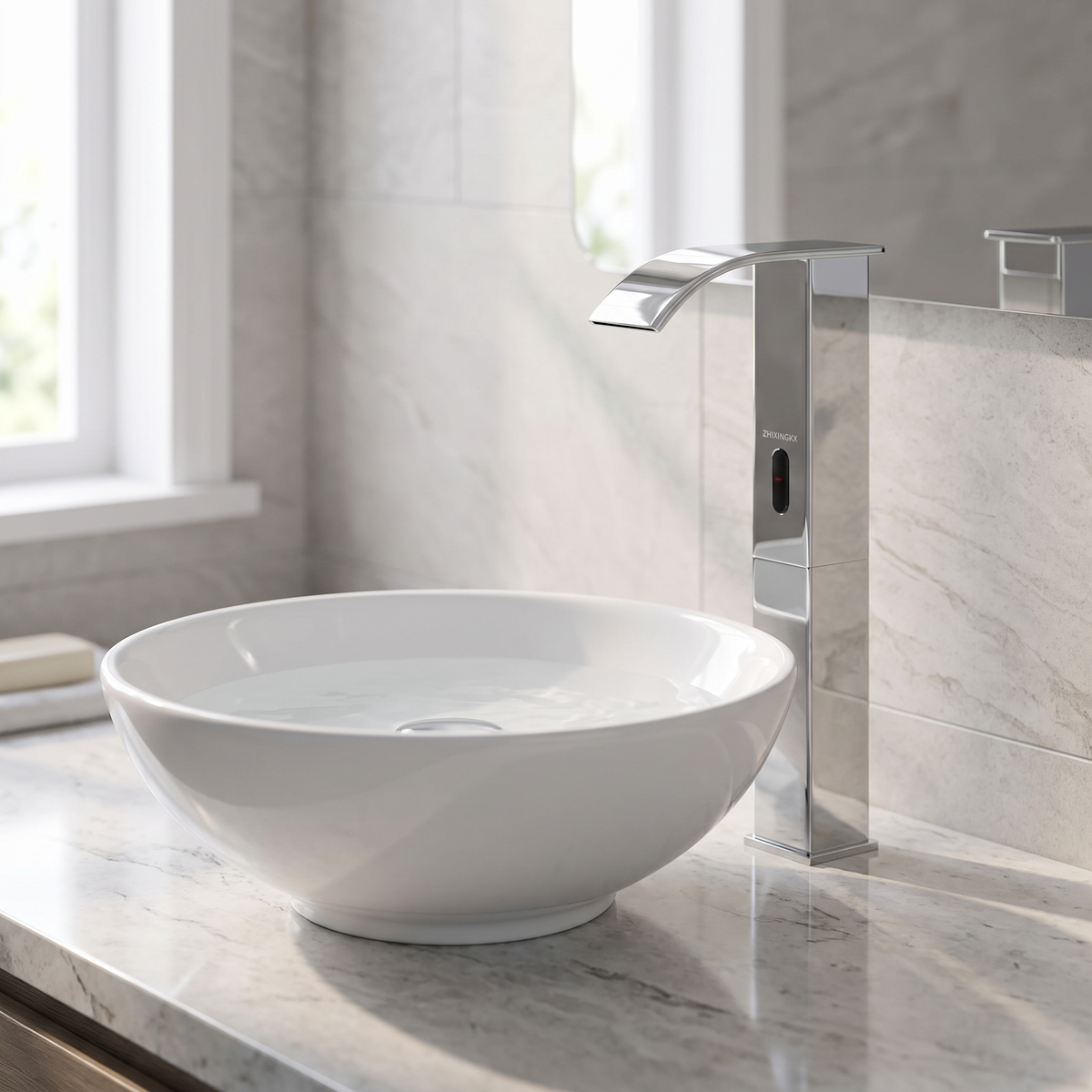 Cassie touchless faucet at a basin