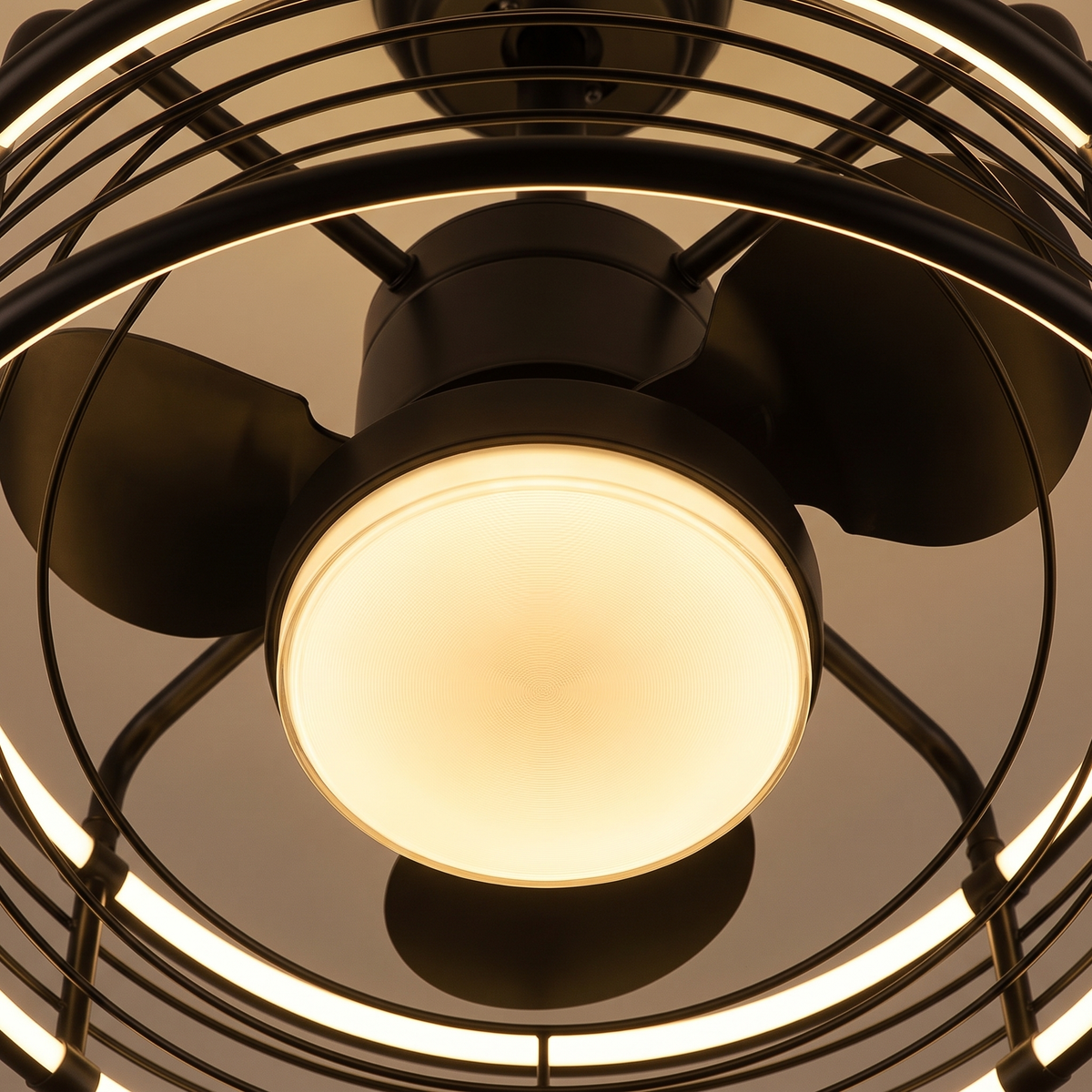 Armelle fan — cage and LED ring detail