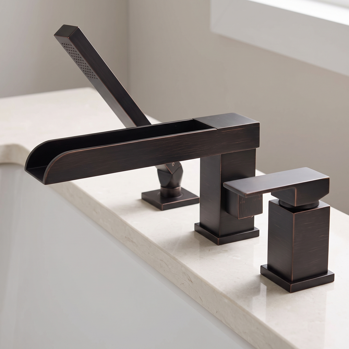 Cecile tub filler — bronze finish detail