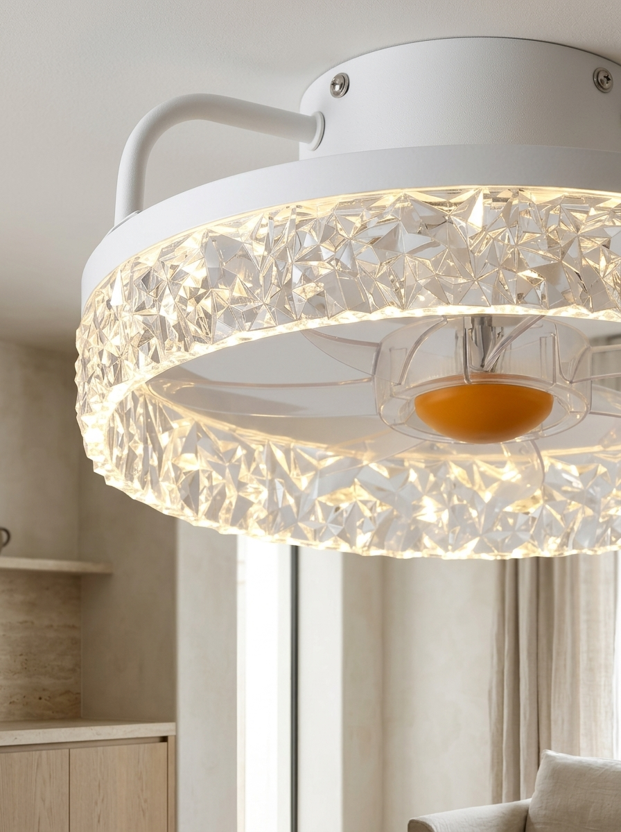 Deauville 13" Enclosed Ceiling Fan with Light — White — detail