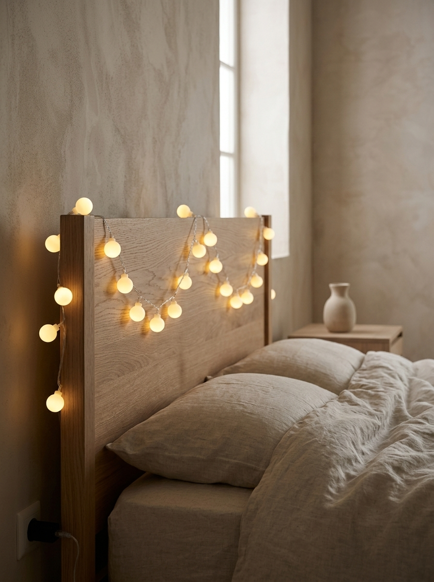 Dorine Globe String Lights, USB — in a room