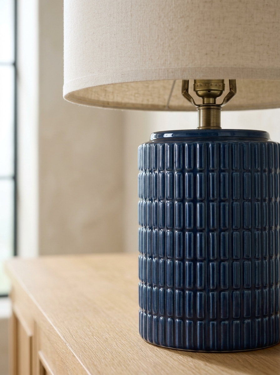 Dieppe 23" Ceramic Table Lamp — Dark Blue, Set of 2 — detail