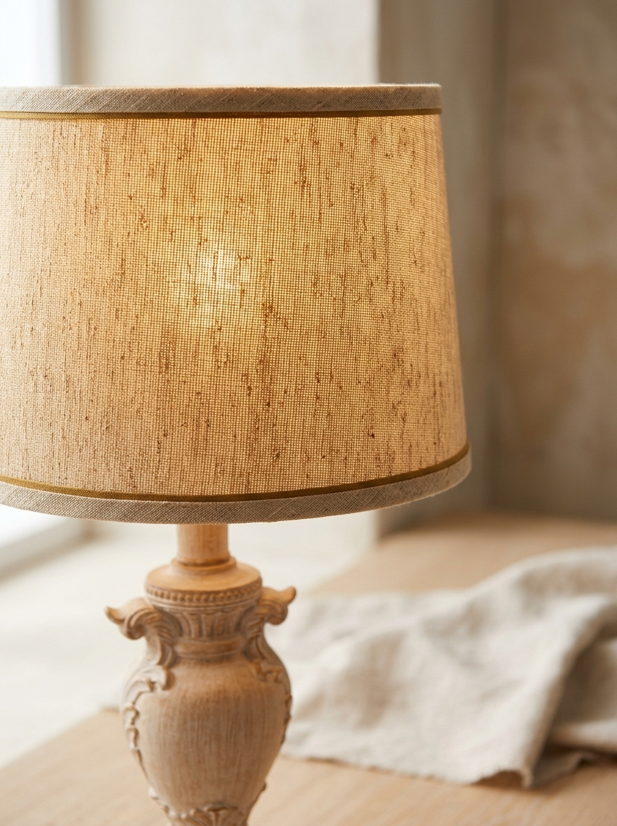 Dominique Woven-Shade Table Lamp — Beige, Set of 2 — detail