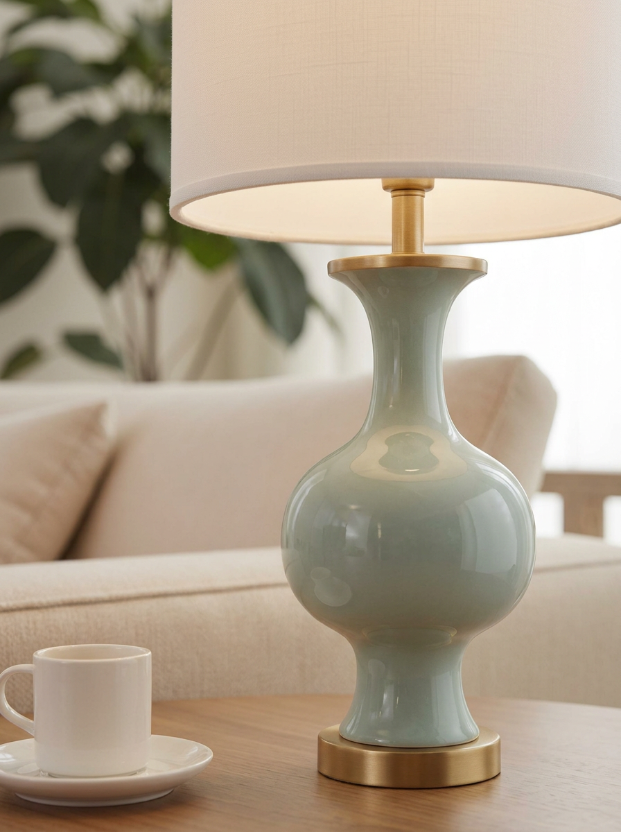 Domfront 21" Ceramic Table Lamp — Light Green — detail