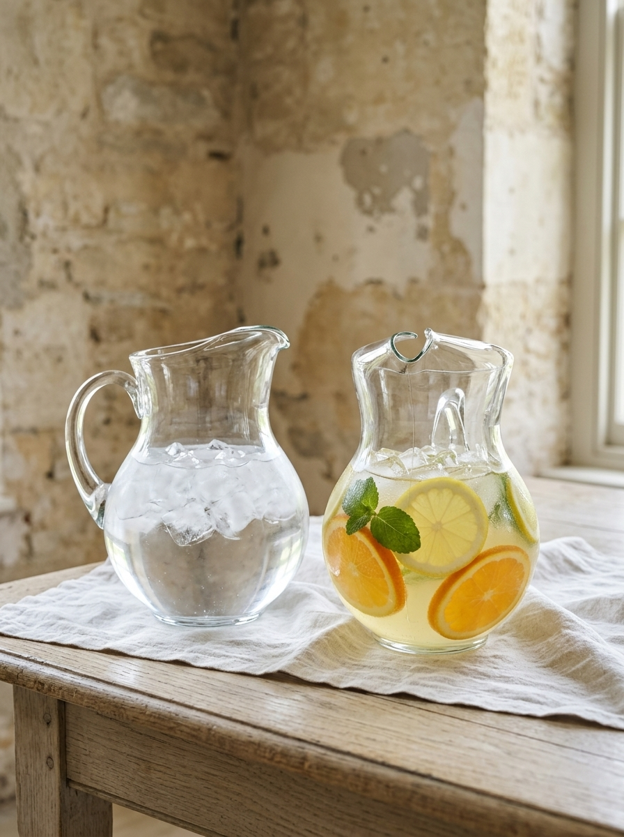 Deville Glass Pitchers, 89 oz — Set of 2 — in a room