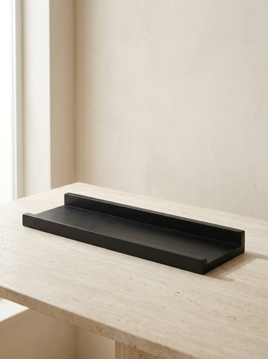 Doria 24" Solid Wood Floating Shelf — Black, Set of 4 — product