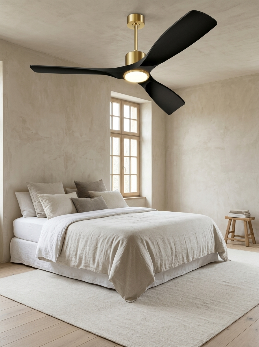 Dauphine 52" Smart Ceiling Fan — Black & Gold — in the room