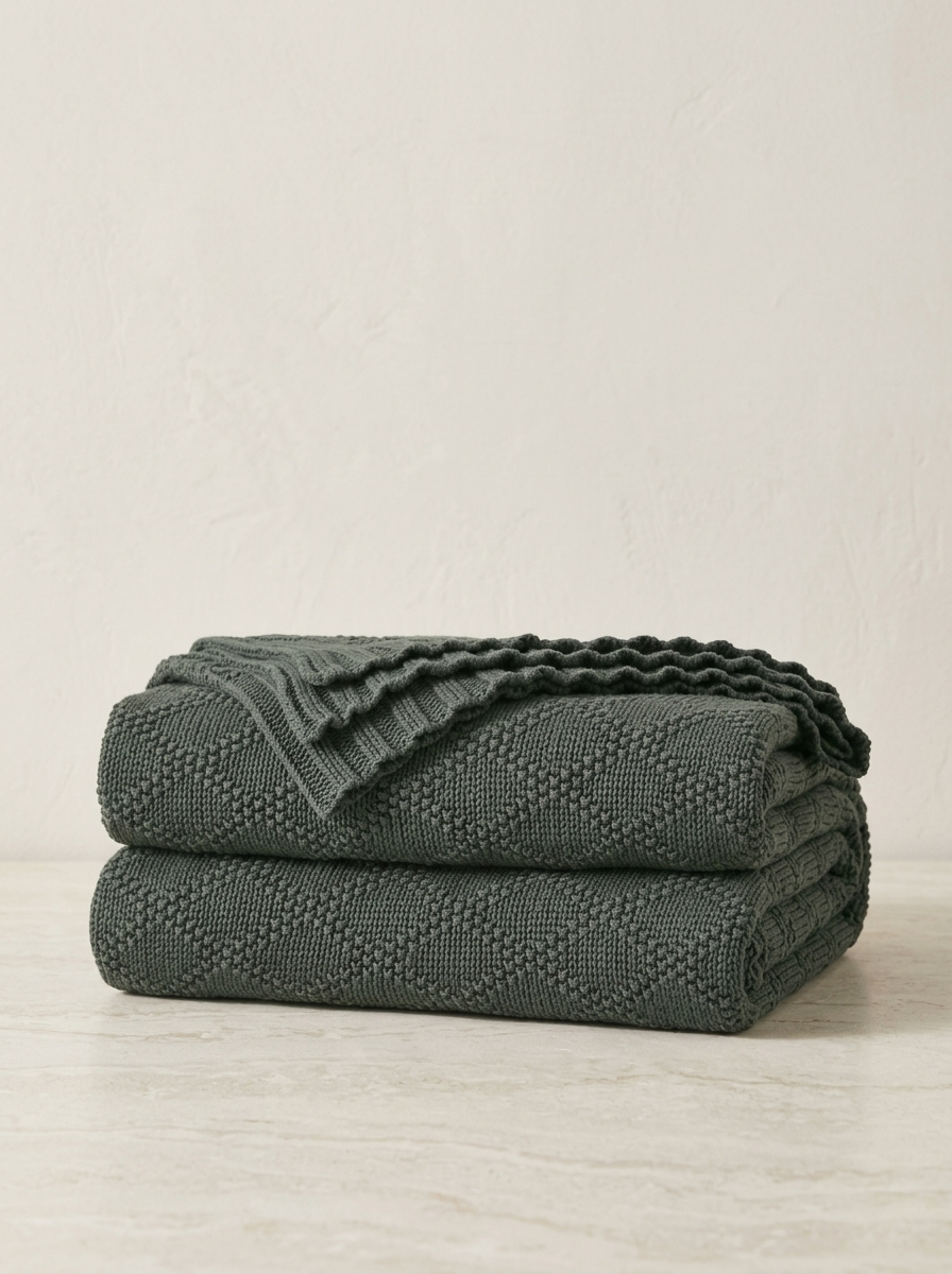 Daria Cotton Cable-Knit Throw — Charcoal — product