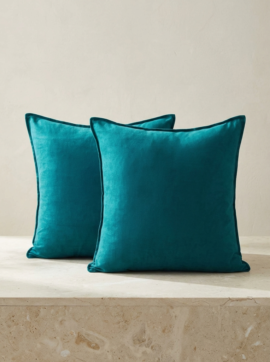 Doucine Faux-Suede Pillow Covers — Teal, Set of 2 — product