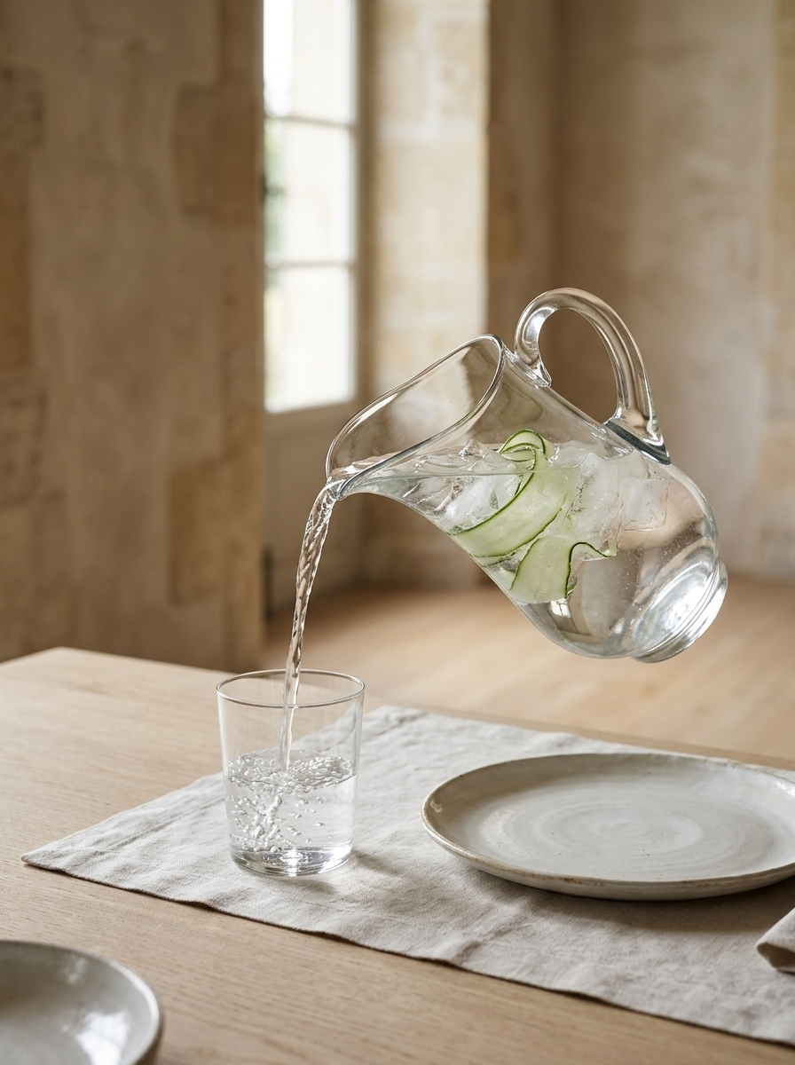 Dinan Glass Pitcher, 73 oz — in the room