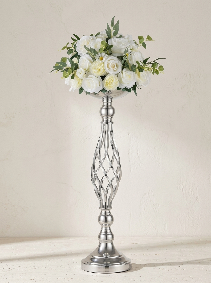 Durance Twisted Centerpiece Stand — Silver, Set of 2 — product