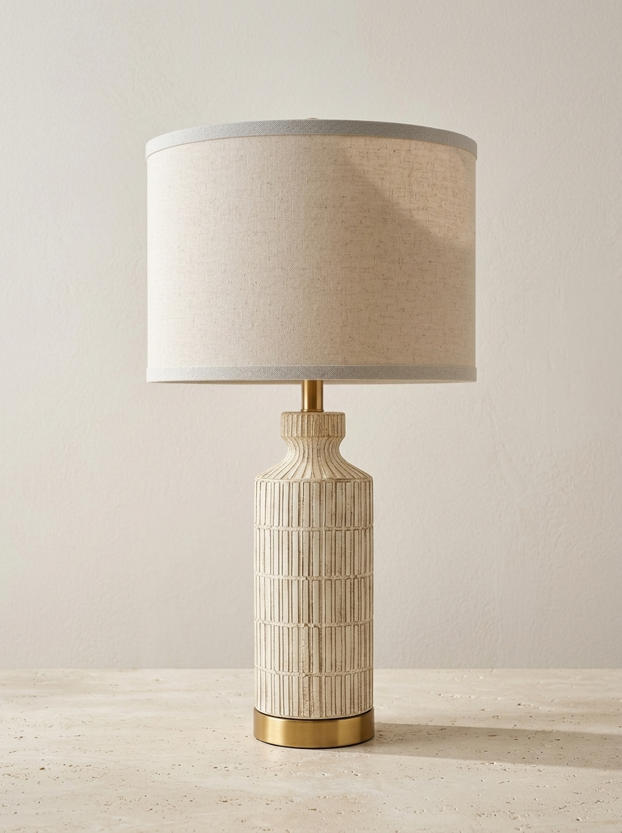 Dorothee 26" Ribbed Ceramic Table Lamp — Washed White — product