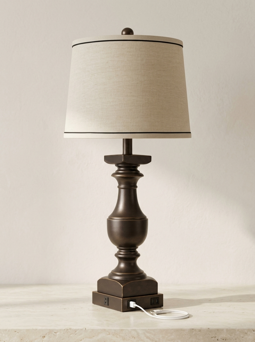 Daphne 28" Table Lamp with USB — Black & Gold, Set of 2 — product