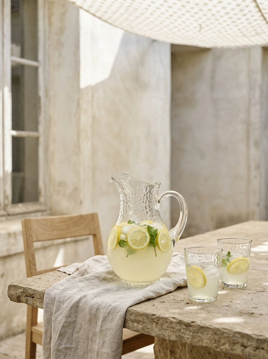 Digne Hammered Glass Pitcher, 86.9 oz — in the room